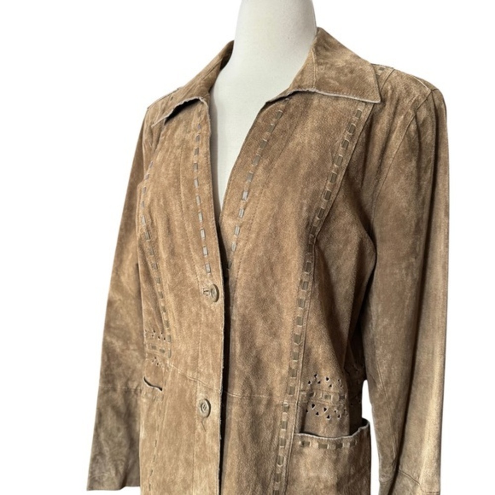 Bradley Bayou Medium Camel/Caramel Brown‎ Suede Leather Coat Cotton Lacing - Picture 2 of 10